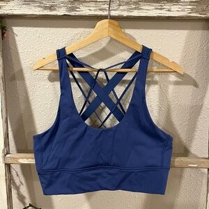 Balance Athletica Crisscross Back Blue Sports Bra